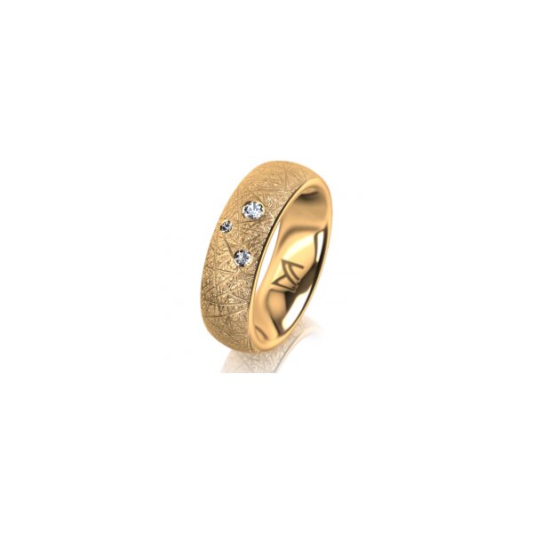 Ring 18 Karat Gelbgold 6.0 mm kristallmatt 3 Brillanten G vs Gesamt 0,060ct