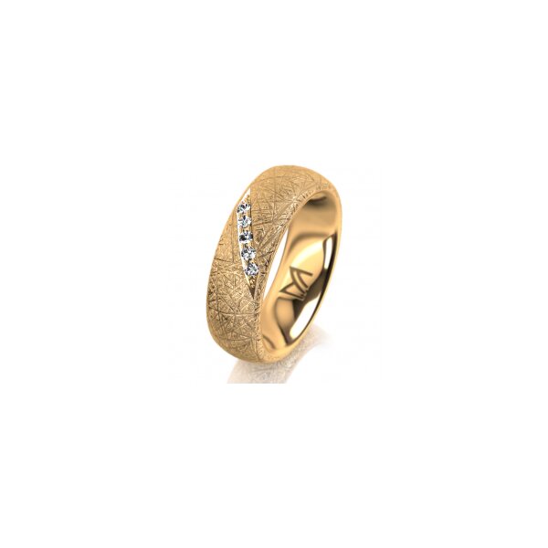 Ring 18 Karat Gelbgold 6.0 mm kristallmatt 5 Brillanten G vs Gesamt 0,065ct