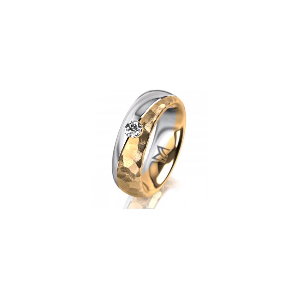 Ring 14 Karat Gelb-/Weissgold 6.0 mm diamantmatt 1 Brillant G vs 0,110ct