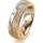 Ring 18 Karat Gelb-/Weissgold 6.0 mm kristallmatt 3 Brillanten G vs Gesamt 0,060ct