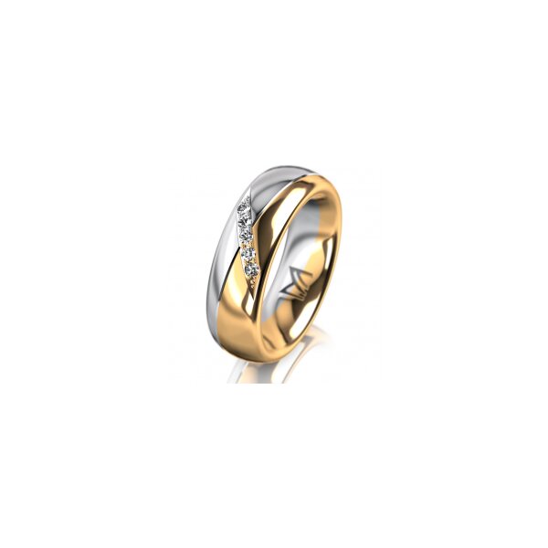 Ring 18 Karat Gelb-/Weissgold 6.0 mm poliert 5 Brillanten G vs Gesamt 0,065ct