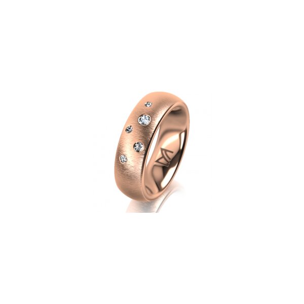 Ring 14 Karat Rotgold 6.0 mm sandmatt 5 Brillanten G vs Gesamt 0,080ct