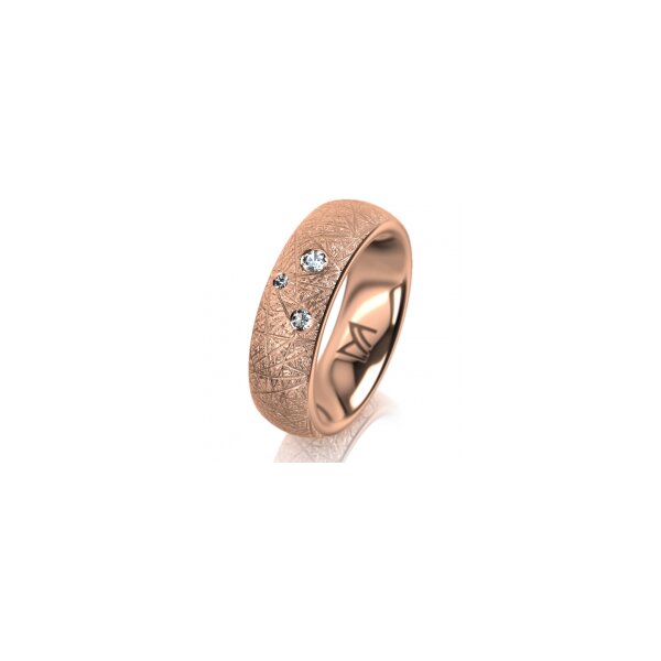 Ring 18 Karat Rotgold 6.0 mm kristallmatt 3 Brillanten G vs Gesamt 0,060ct