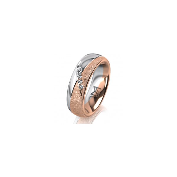 Ring 18 Karat Rot-/Weissgold 6.0 mm kreismatt 5 Brillanten G vs Gesamt 0,065ct