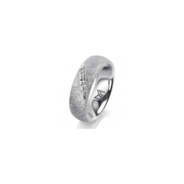 Ring 18 Karat Weissgold 6.0 mm kristallmatt 5 Brillanten G vs Gesamt 0,065ct