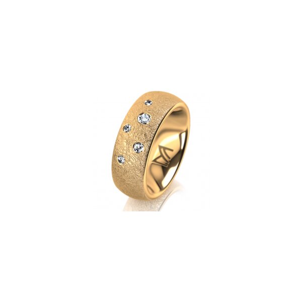 Ring 18 Karat Gelbgold 7.0 mm kreismatt 5 Brillanten G vs Gesamt 0,095ct