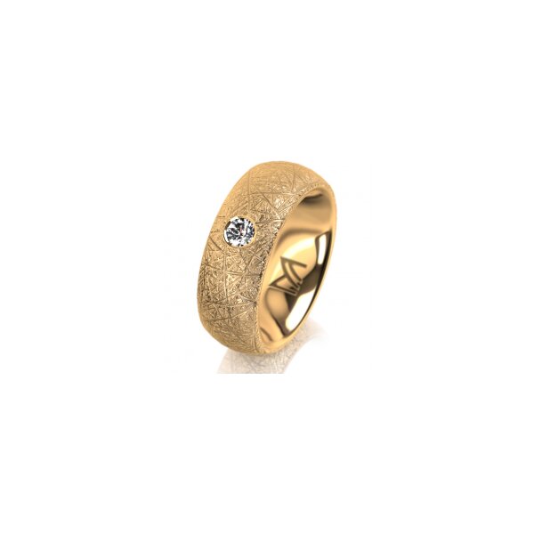 Ring 18 Karat Gelbgold 7.0 mm kristallmatt 1 Brillant G vs 0,110ct